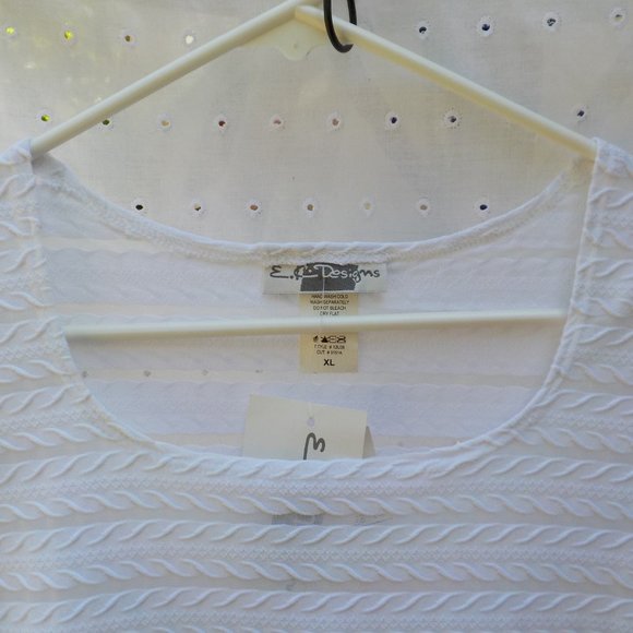 NWT White short sleeve Dress Top with partial sheer stripes SZ XL - Picture 16 of 16